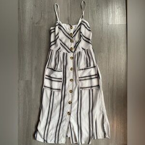 Style House Striped Button-Front Midi Dress